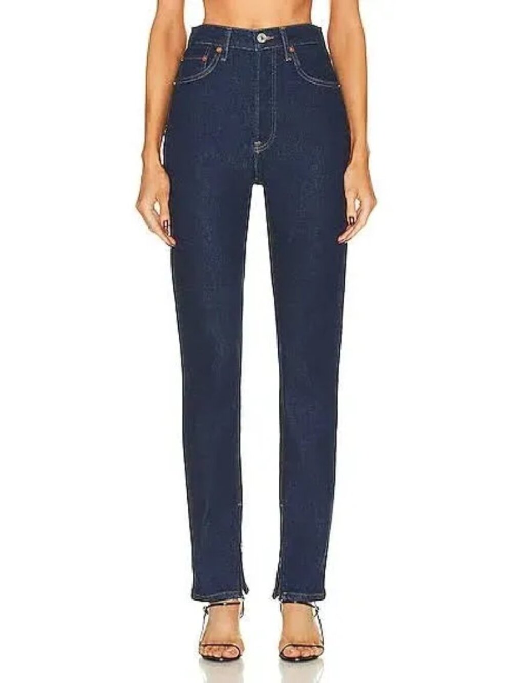 RE/DONE Drainpipe High Rise Jeans Denim Dark Blue Classic Feminine Womens 28
